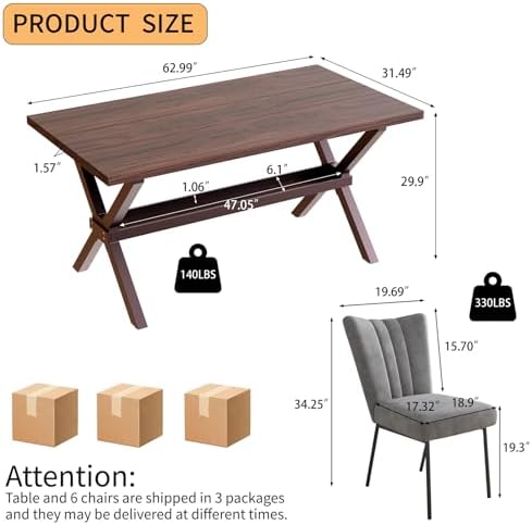 HIPIHOM Dining Table Set for 6,Kitchen Table with Dining Chairs - Image 3