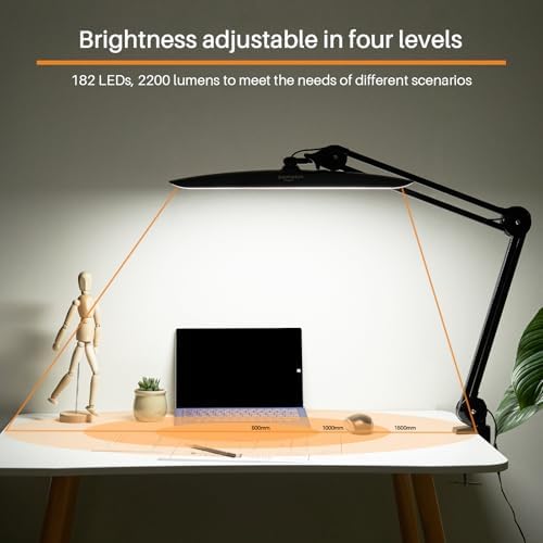20-Inch LED Desk Lamp with Clamp, 20W 2200LM, Black CCT - Image 4