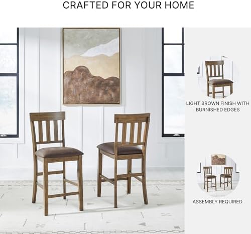 Signature Design by Ashley Wood Counter Height Bar Stools, Set of 2, Brown - Image 5