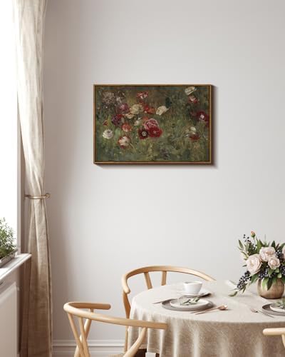 InSimSea Framed Canvas Wall Art Vintage Decor, Flowers Large Wall Art Prints, Flowers Art Modern Farmhouse Decor, Botanical Painting for Office, Bedroom Bathroom Home Decor, 20"x30" - Image 3