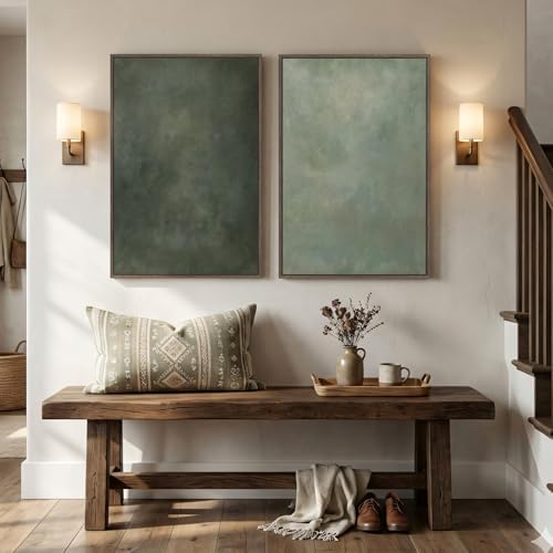 Large Framed Green Abstract Wall Art for Living Room Set of 2, 24x36 In - Image 2