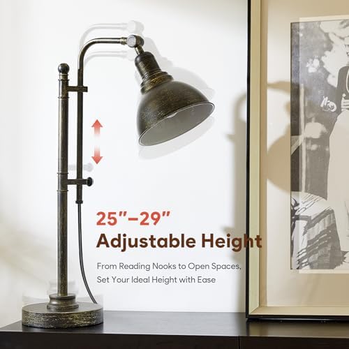 VONLUCE Rustic Desk Lamp, Adjustable Industrial Table Lamp for Home Office - Image 2