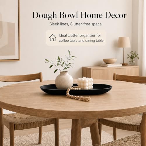 Long Decorative Bowl for Centerpiece, Dough Bowl for home decor 16" Black - Image 4