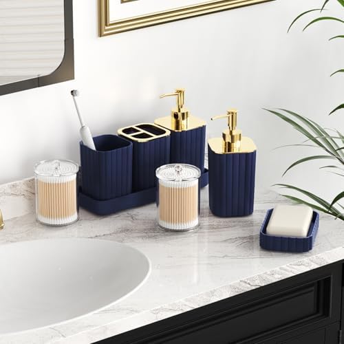 XLHOMO Bathroom Accessories Set - Gorgeous Navy Blue Bathroom Set, 10PC - Image 4