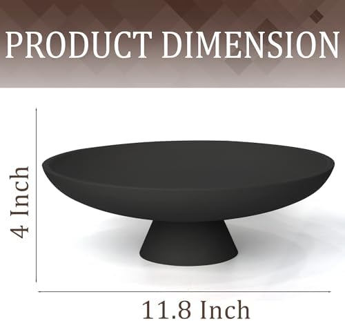 YMXYJM Modern Pedestal Decorative Bowl, Large Resin Fruit Bowl, Black - Image 7
