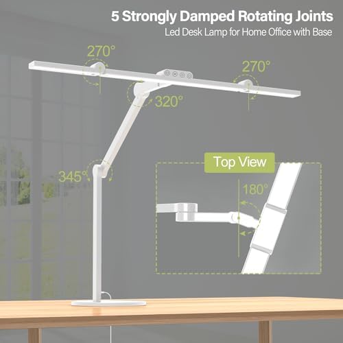 Micomlan Led Desk Lamp with Atmosphere Lighting, Rotatable Tall Architect Desk Lamp for Home Office with Swing Arm, 24W Bright Auto Dimming Adjustable Computer Light with Base for Table - Image 6