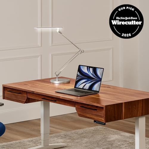 UPLIFTDESK E7 LED Desk Lamp – Adjustable 3 Color Modes, Dimmable Home Office Desk Light for Standing Desk, Dual Monitors, Aluminum Task Lamp (Silver Lamp, Silver Base) - Image 2