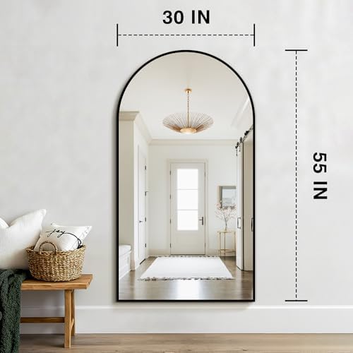 FICTOR 30" x 55" Arched Bathroom Vanity Mirror for Over Sink, Black - Image 2