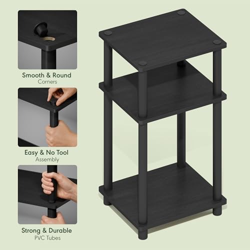 Furinno JUST Toolless 3-Tier Side Table, Open Shelf End Table, Americano - Image 4