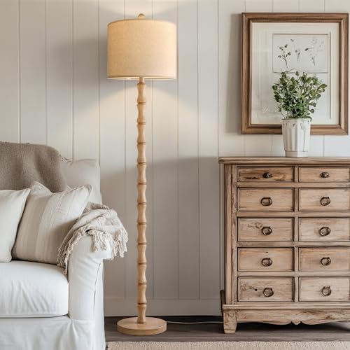 BOBOMOMO 62" Farmhouse Floor Lamp for Living Room, Retro Corner Floor Lamp Rotary Switch, Rustic Standing Lamp for Bedroom, Corner, Nursery, Dining Room, Bedroom, House - Image 6