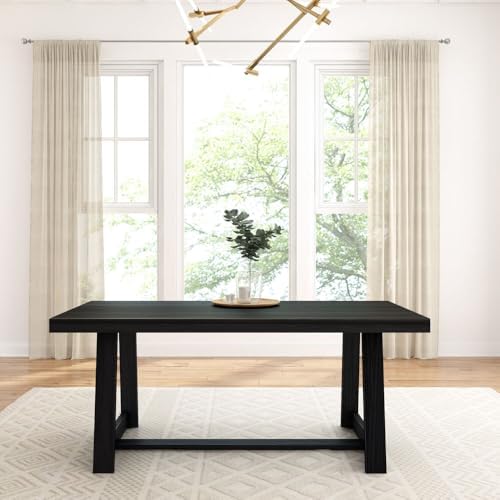Plank+Beam Classic 72 Inch Dining Table, Rectangular, Black Wirebrush - Image 3