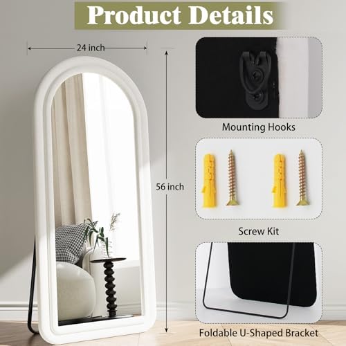 Koonmi 56"x24" Arched Full Length Mirror, Floor Mirror with Stand - Image 6