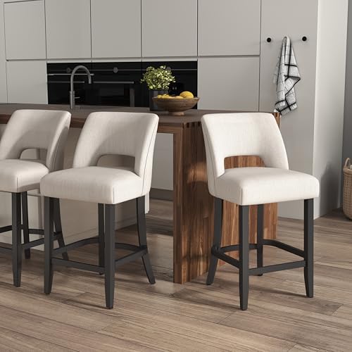 VKNOW Bar Stools Set of 2, 26" Upholstered Counter Height Bar Stools - Image 4