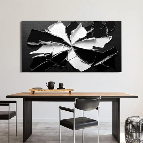 Abstract Wall Art Decoration Modern Large Wall Art for Living Room Abstract Canvas Art Wall Decor Minimalist Black and White Wall Art Prints Flowers Artwork for Walls Bedroom Office Decor 24"X48" - Image 3