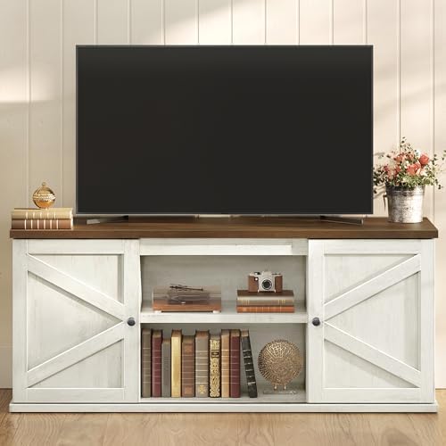 VASAGLE Farmhouse TV Stand for 65'' TV, Media Console, Sliding Barn Doors by VASAGLEbySONGMICSHOME