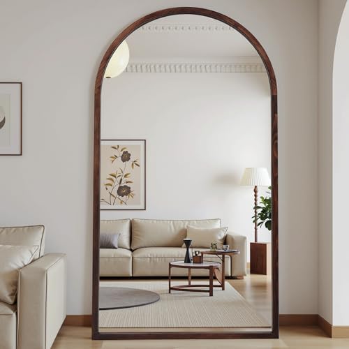 Suidia Full Length Mirror, Oversized Floor Mirror with Solid Wood Frame, Large Standing Mirror for Bedroom Living Room, Wood Antique Style, Dark Walnut, 82" L x 44" W - Image 3