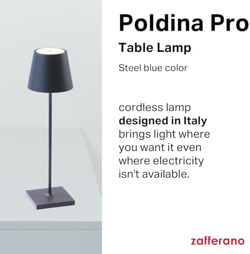 Zafferano, Poldina Pro, Rechargeable Cordless Lamp, Steel Blue - Image 2