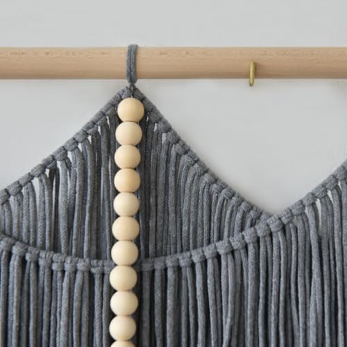 Jakalin Macrame Wall Hanging Grey Woven Yarn Large Boho Wall Art 57" x 43" - Image 6