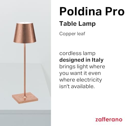 Zafferano, Poldina Pro, Rechargeable Cordless Lamp, Copper Leaf - Image 2