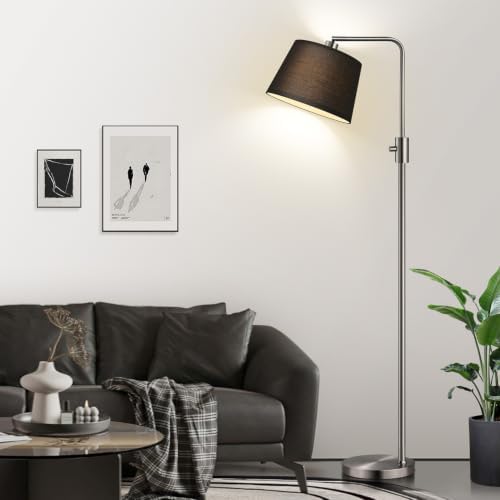 Nintiue 【Upgraded】 Dimmable Floor Lamp, 1000 Lumens LED Edison Bulb Included, Brushed Nickel Arc Floor Lamps Modern Standing Lamp with Black Shade, Tall Lamps for Living Room Bedroom - Image 7