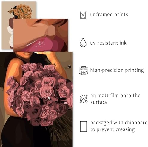 ANERZA 16 PCS Black Girl Wall Art Decor, African American Gallery Wall Prints for Bedroom, Black Woman Posters for Living Room Aesthetic, Black People Collage Kit Pictures, Pink and Black Dorm Home Decor - Image 3