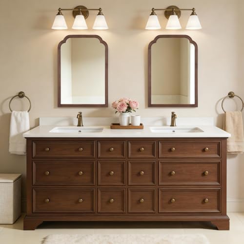 WallBeyond Wooden Framed Wall Mirror, Natural Wood Bathroom Vanity Mirror for Entryway, Living Room or Bedroom Home Decor Vertical or Horizontal Hanging [22" x 30" Walnut Color] - Image 6