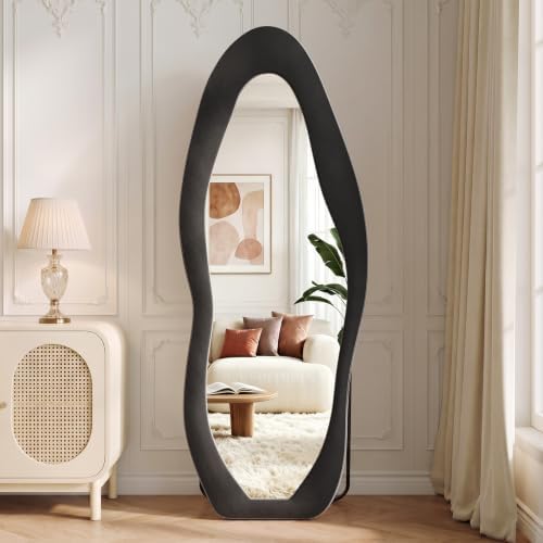 Koonmi Full Length Mirror 71"x30", Irregular Flannel Floor Mirrors - Image 5