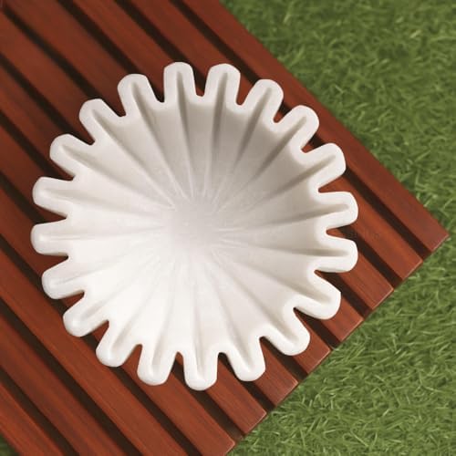 SWADESHI BLESSINGS Handcrafted Marble Ruffle Bowl for Home Decor, 6" by SwadeshiBlessings