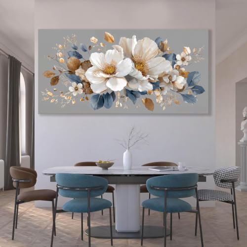 White Floral large Canvas Wall Art for Living Room Artwork for Walls 29×58 - Image 6