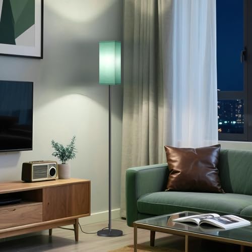 64.6" Floor Lamp, Pole Lamp with Foot Switch, Modern Standing Lamp, Minimalist Freestanding Lamp (Bulb Not Included), for Living Room, Bedroom Office ETL Listed, Black and Teal J07LD05 by GOEBLESON