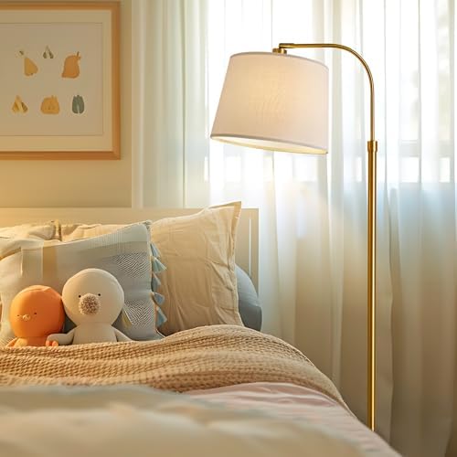 Oneach 62" Arc Floor Lamp for Living Rooms, Gold Tall Standing Lamps with Remote and Stepless Dimmable Bulb, Modern Reading Light for Bedrooms Corner Nursery Kid Office (Bulb Included) - Image 7