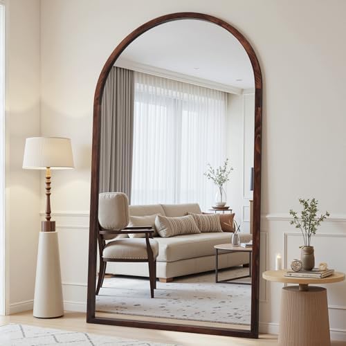 Suidia Full Length Mirror, Oversized Floor Mirror with Solid Wood Frame, Large Standing Mirror for Bedroom Living Room, Wood Antique Style, Dark Walnut, 76" L x 41" W - Image 2