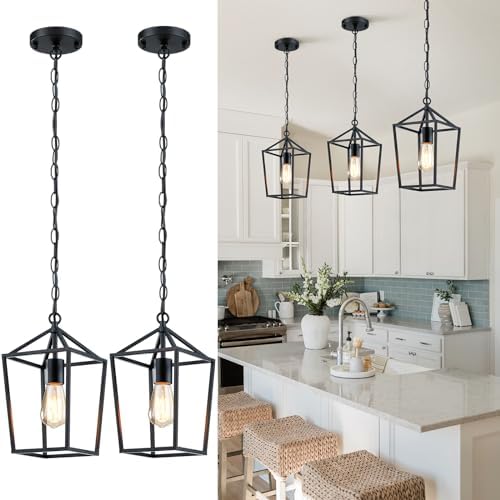 Sheetea 2 Pack Pendant Lights Kitchen Island, Modern Black Light Fixtures by Sheetea