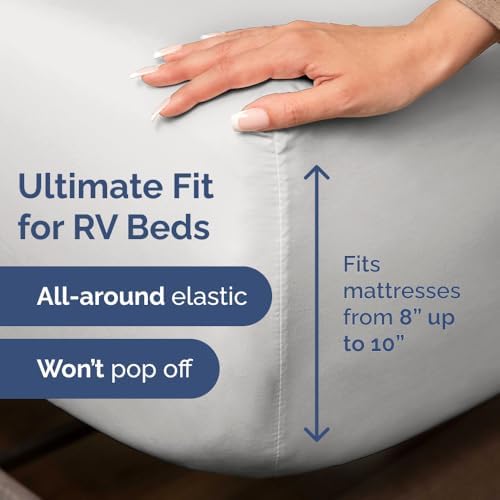 Short Queen Size 4 Piece Bed Sheet Set - RV Short Queen - French Grey - Image 3