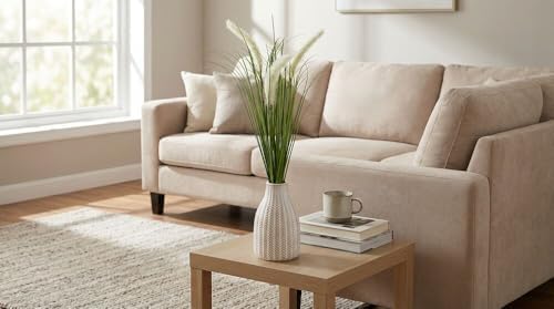 Elements 18 Inch Artificial Willow Grass Greenery in Modern Vase - Faux Indoor Plant Decor for Home, Office, Living Room, Bedroom - Lifelike Soft-Touch Polysilk Leaves - Image 3