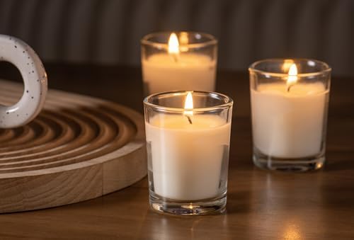 Housecret 72 Pack Warm White Unscented Clear Glass Filled Votive Candles. Hand Poured Wax Candle Ideal Gifts for Aromatherapy Spa Weddings Birthdays Holidays Party - Image 3