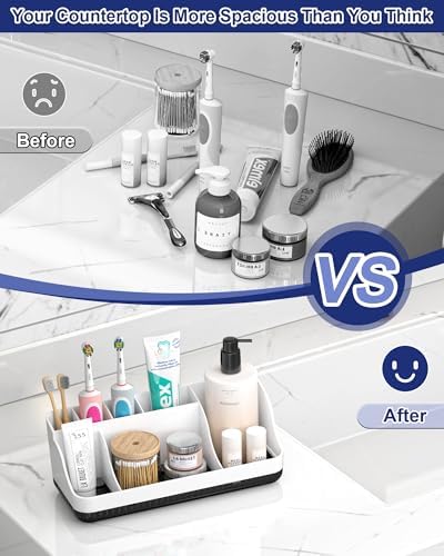 Bathroom Counter Organizer and Storage, 7 Slots Detachable Toothbrush Holders for Bathrooms, Anti-Slip Electric Toothbrush and Toothpaste Holder Countertop Vanity Organizer Accessories for Adults Kids - Image 5