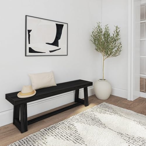 Plank+Beam Classic Dining Bench, 60 Inch, Black Wirebrush - Image 6