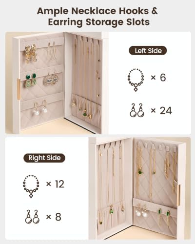 Lolalet Large Jewelry Box, 7-Layer Jewelry Organizer with 6 Drawers -Beige - Image 6