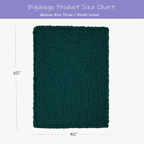 Bigacogo Chunky Knit Throw Blanket for Couch, 40x60 inches, Dark Green - Image 2