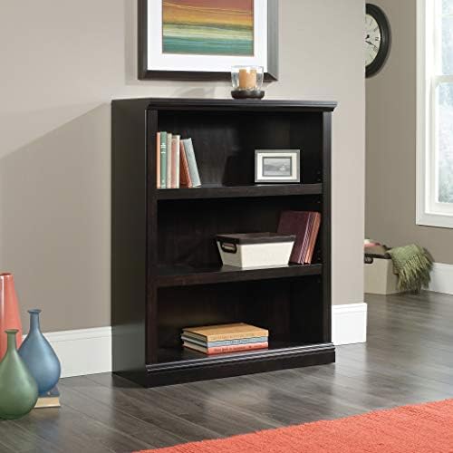 Sauder 3 Tier Book Shelf Wooden Bookcase Multipurpose Bookshelf for Home Office, Living Room, in Estate Black - Image 2
