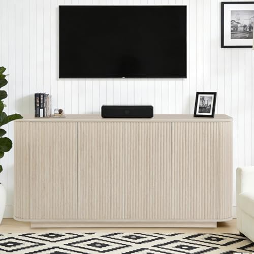 64" Fluted Buffet Cabinet with Storage, Sideboard Cabinet Rock Grey - Image 7
