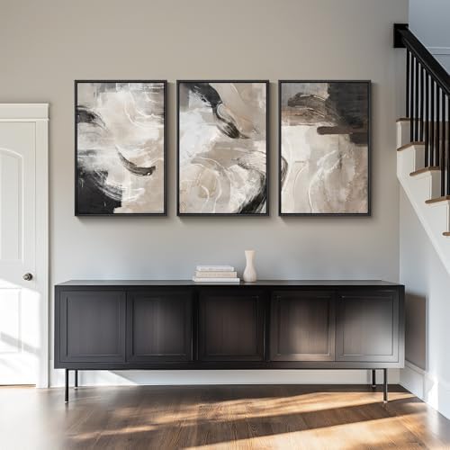 Large Framed Neutral Modern Abstract Wall Art for Living Room, 24x36 In - Image 4