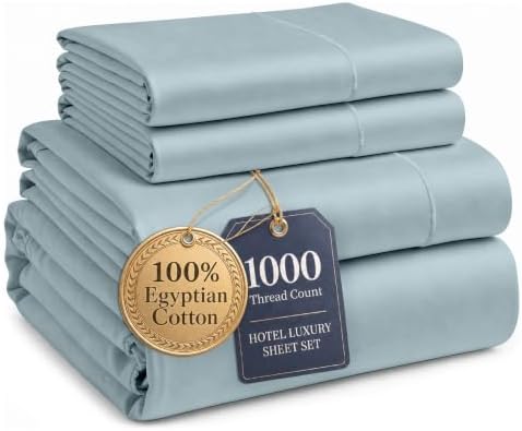 LANE LINEN Full Bed Sheets 100% Egyptian Cotton Sateen - French Blue by LaneLinen