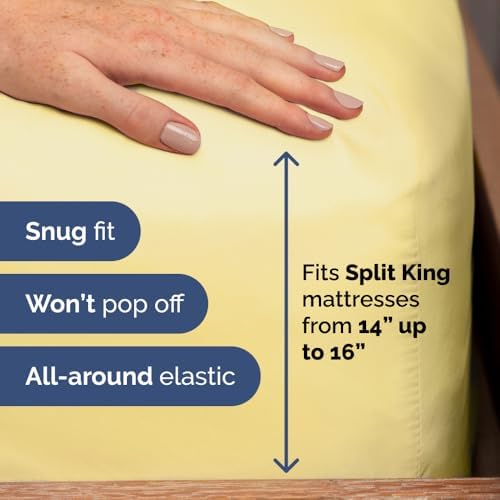 Flex Top Split Head King 4 Piece Sheet Set - Ultra-Soft & Cooling - Yellow - Image 4