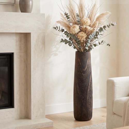 Tall Wooden Floor Vase for Pampas Grass – 22" Decorative Solid Wood Vase - Image 7
