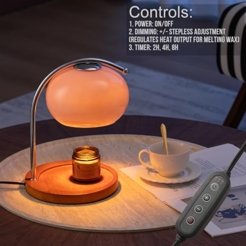 Pink Glass Candle Warmer Lamp, Bauhaus Design, Timer & Dimmer - Image 3