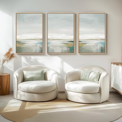 Large Framed Green Abstract Wall Art for Living Room, 3 Piece Set, 24x36 In - Image 4