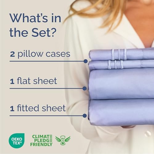 Queen Size 4 Piece Sheet Set - Comfy Breathable & Cooling Sheets - Lavender - Image 2