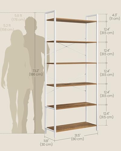 VASAGLE 6-Tier Bookshelf, Bookcase with Shelves, Storage Shelf, Living Room - Image 3